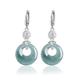 Claire s925 Silver  With CZ Inlaid Natural A-Grade Blue Water Jade Earring