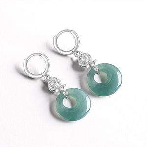 Claire s925 Silver  With CZ Inlaid Natural A-Grade Blue Water Jade Earring