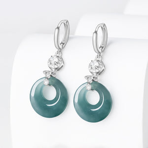 Claire s925 Silver  With CZ Inlaid Natural A-Grade Blue Water Jade Earring