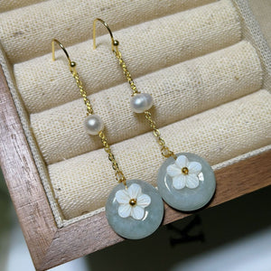 Celestial Ping An Kou Burmese Grade A Dangling Earring IN 18k Gold Plated
