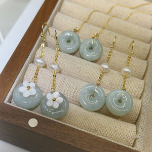 Celestial Ping An Kou Burmese Grade A Dangling Earring IN 18k Gold Plated