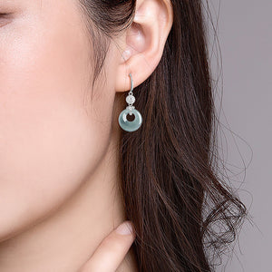 Sabrina s925 Silver Inlaid Natural A-Grade Blue Water Jade Earrings Ice Jade Women