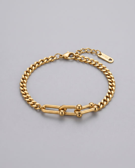 Serine Cuban Chain Titanium Steel Bracelet in 18k Gold Plated