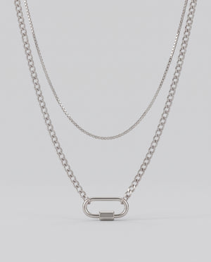 Cleo Pave Link Double-layered Titanium Steel Necklace Women In 18k Gold Plated