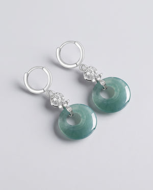 Sabrina s925 Silver Inlaid Natural A-Grade Blue Water Jade Earrings Ice Jade Women