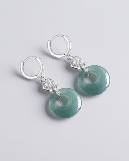 Sabrina s925 Silver Inlaid Natural A-Grade Blue Water Jade Earrings Ice Jade Women
