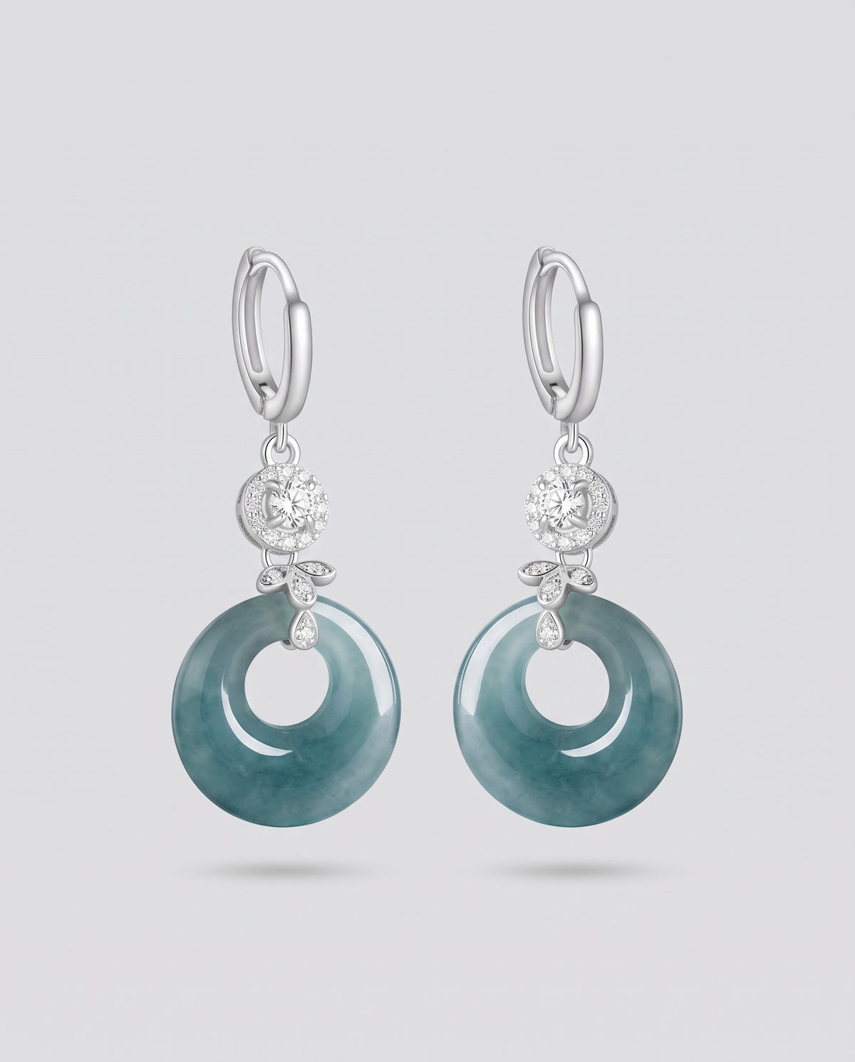 Claire s925 Silver  With CZ Inlaid Natural A-Grade Blue Water Jade Earring