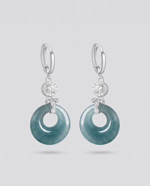 Claire s925 Silver  With CZ Inlaid Natural A-Grade Blue Water Jade Earring