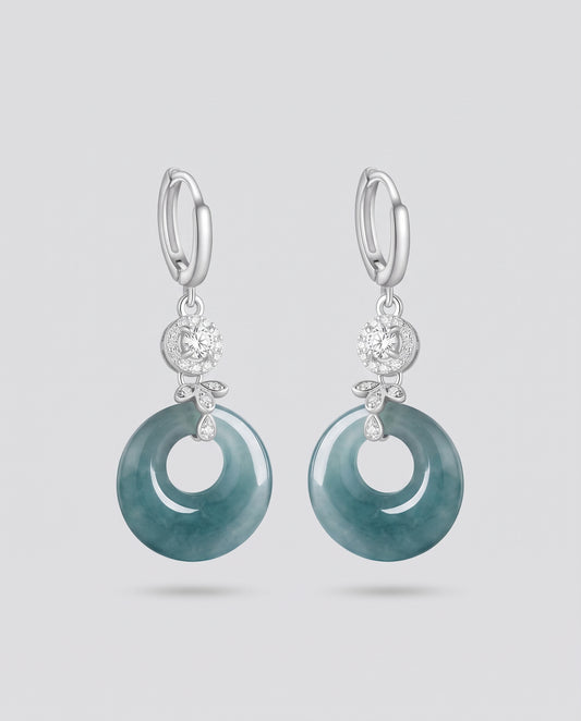 Claire s925 Silver  With CZ Inlaid Natural A-Grade Blue Water Jade Earring