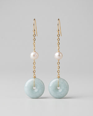 Celestial Ping An Kou Burmese Grade A Dangling Earring IN 18k Gold Plated
