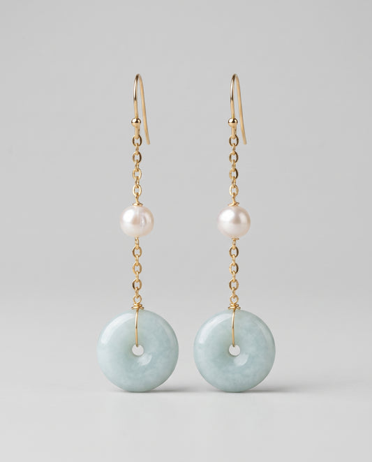 Celestial Ping An Kou Burmese Grade A Dangling Earring IN 18k Gold Plated