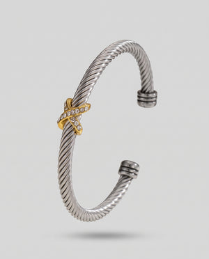 L'umeire Twisted Bangle Bracelet In Two-tone Settings Unisex