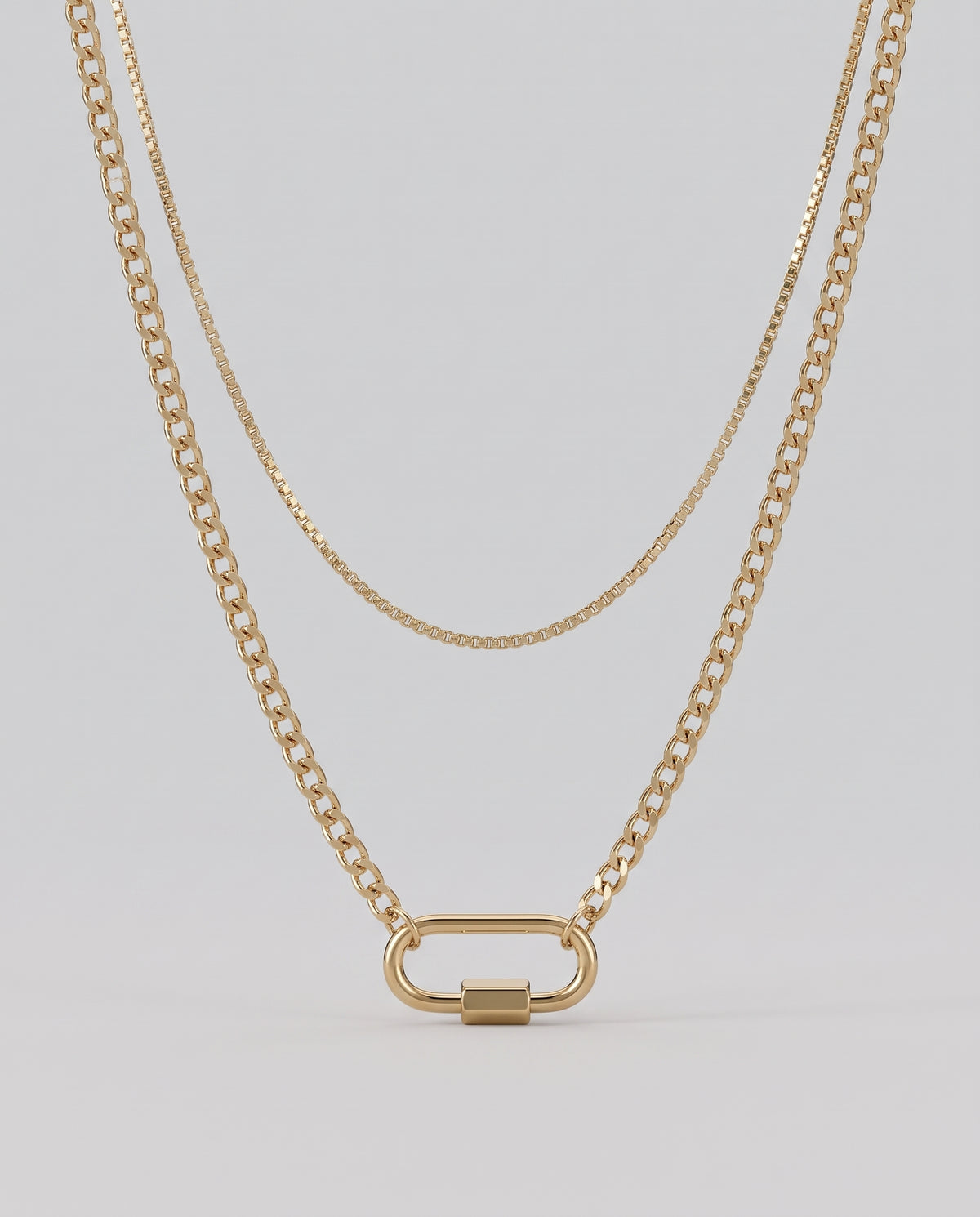 Cleo Pave Link Double-layered Titanium Steel Necklace Women In 18k Gold Plated
