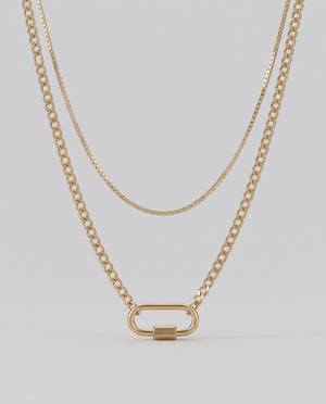 Cleo Pave Link Double-layered Titanium Steel Necklace Women In 18k Gold Plated
