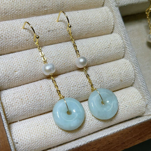 Celestial Ping An Kou Burmese Grade A Dangling Earring IN 18k Gold Plated