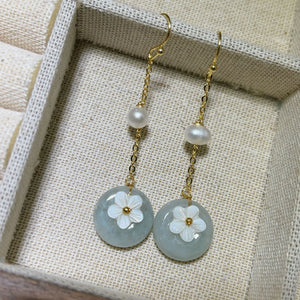 Celestial Ping An Kou Burmese Grade A Dangling Earring IN 18k Gold Plated